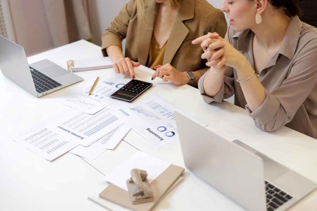 Accountant working with customer.